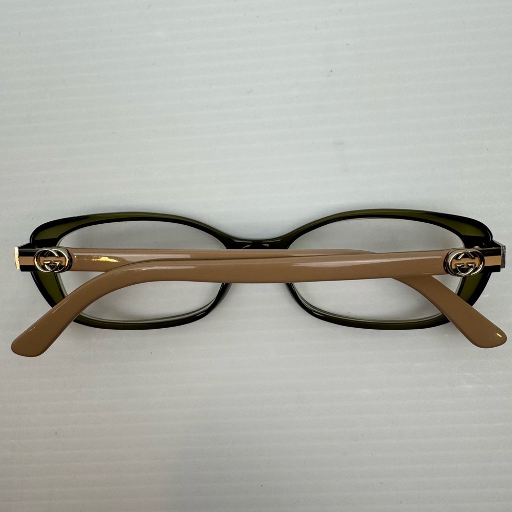 GUCCI EYEGLASSES GG 3200 310 140 TRANSPARENT GREEN & NUDE BEIGE Semi Cat Eye - Picture 9 of 16